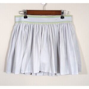 White Tek Gear pleated tennis skort w/ light green & blue stripes on waistband L